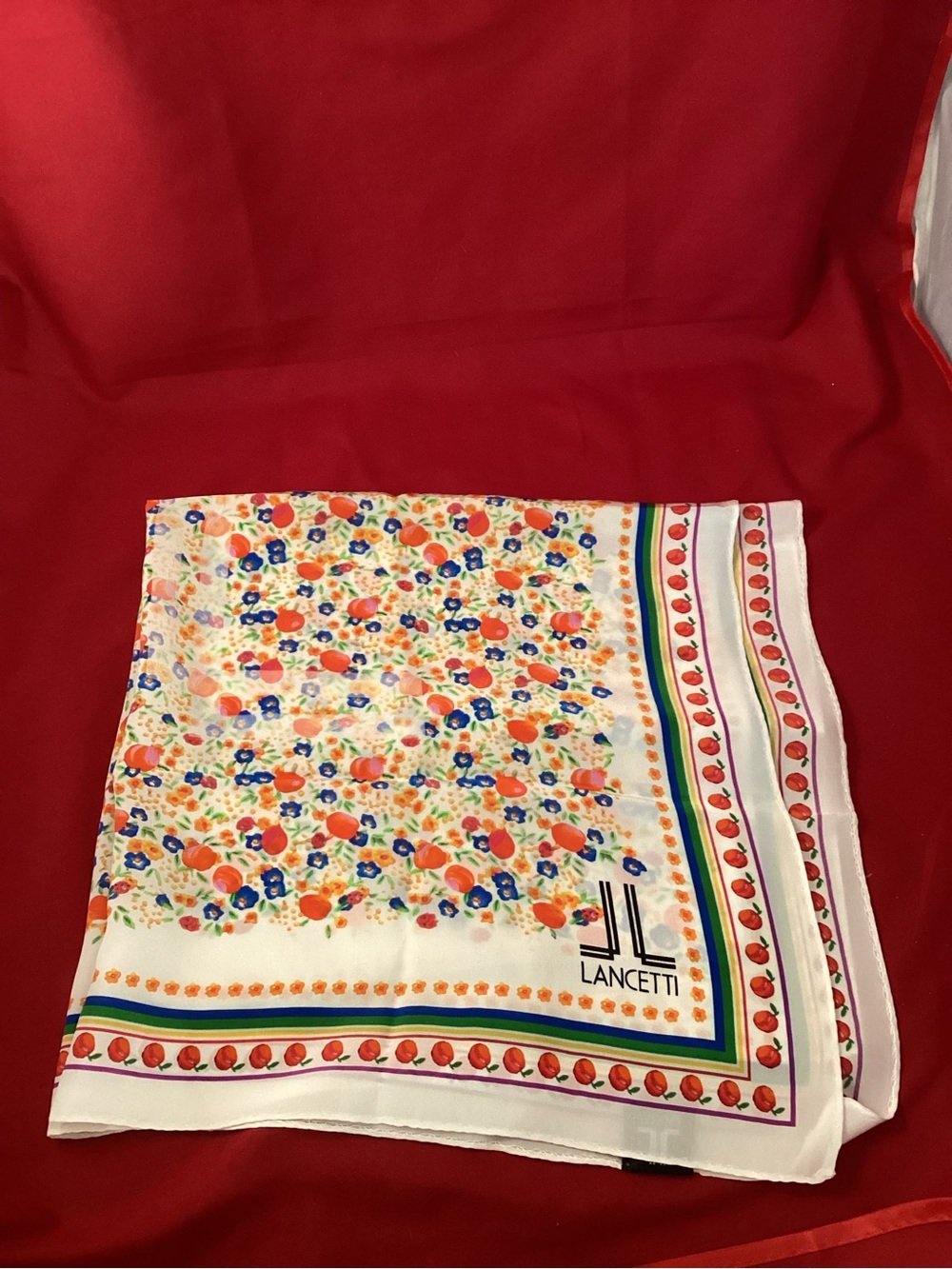 Lancetti Floral Silk Scarf made in Italy small imperfection Read